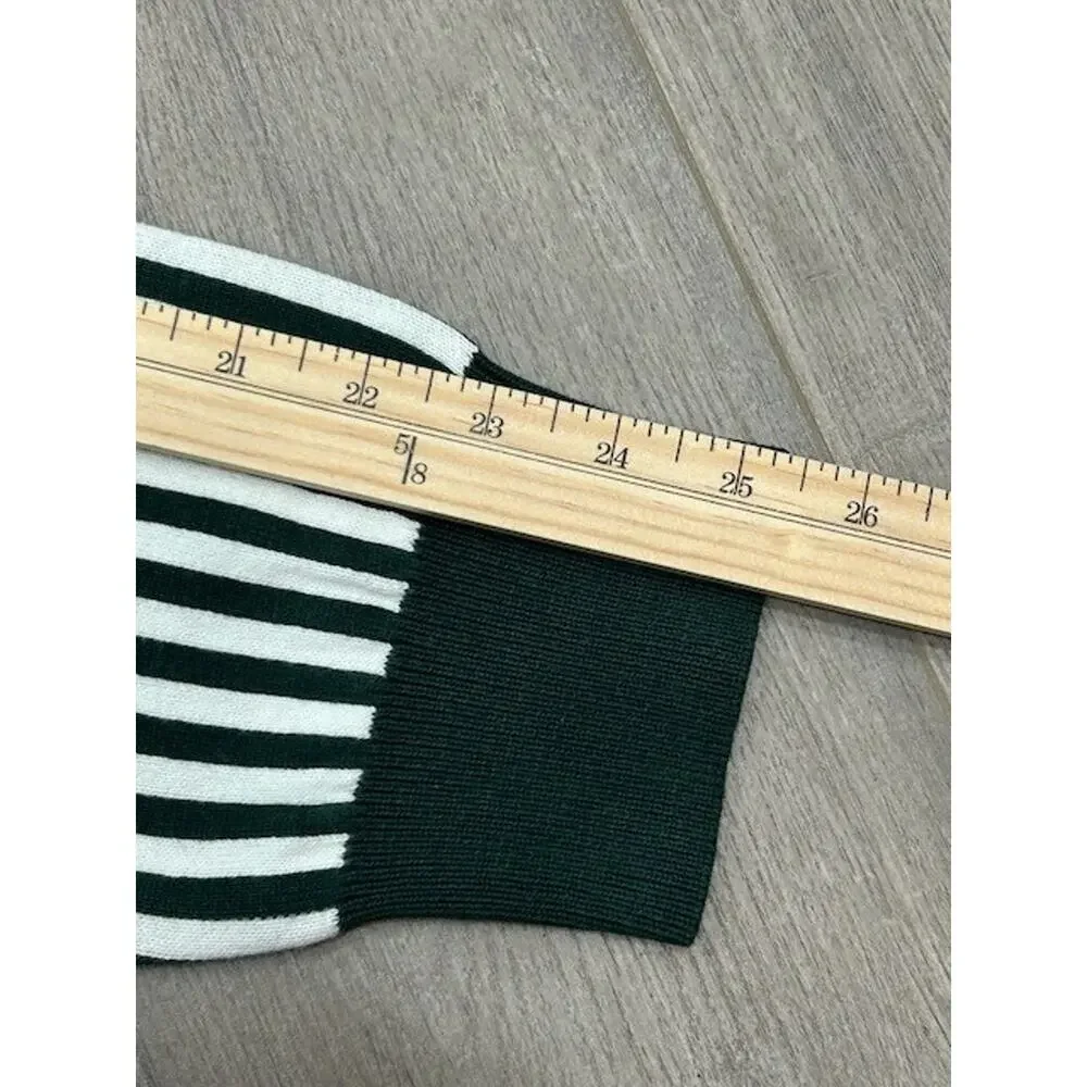 NWT Bogey Boys Mens Golf Cardigan Sweater Striped Heavyweight Green White Size L
